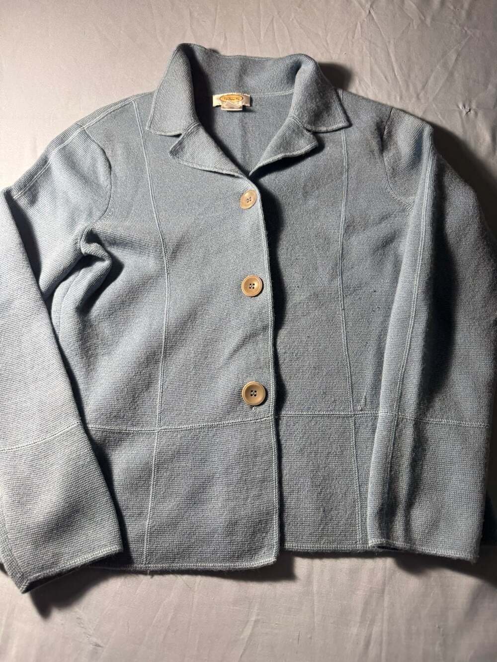 Talbots medium Button Knit Blazer Blue Wool Jacket